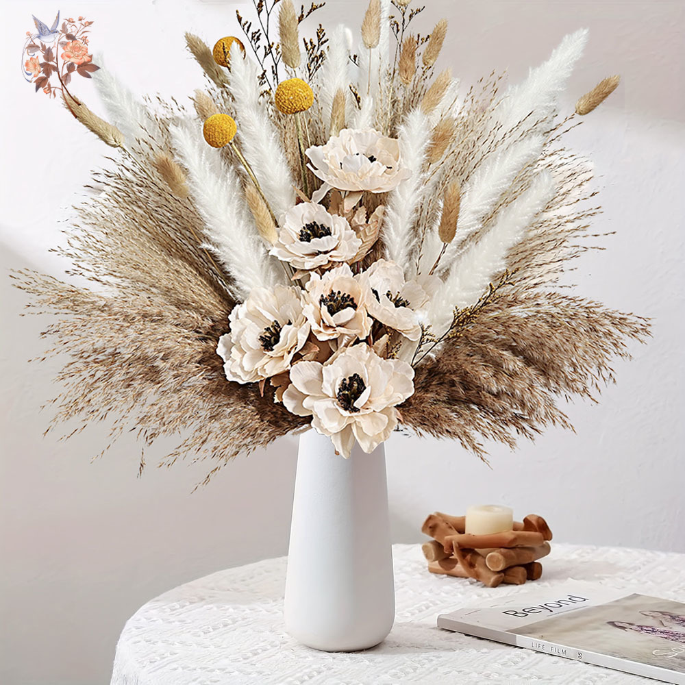 55Pcs Artificial Flower Bouque - Dried Flower Bunch 评论和价格