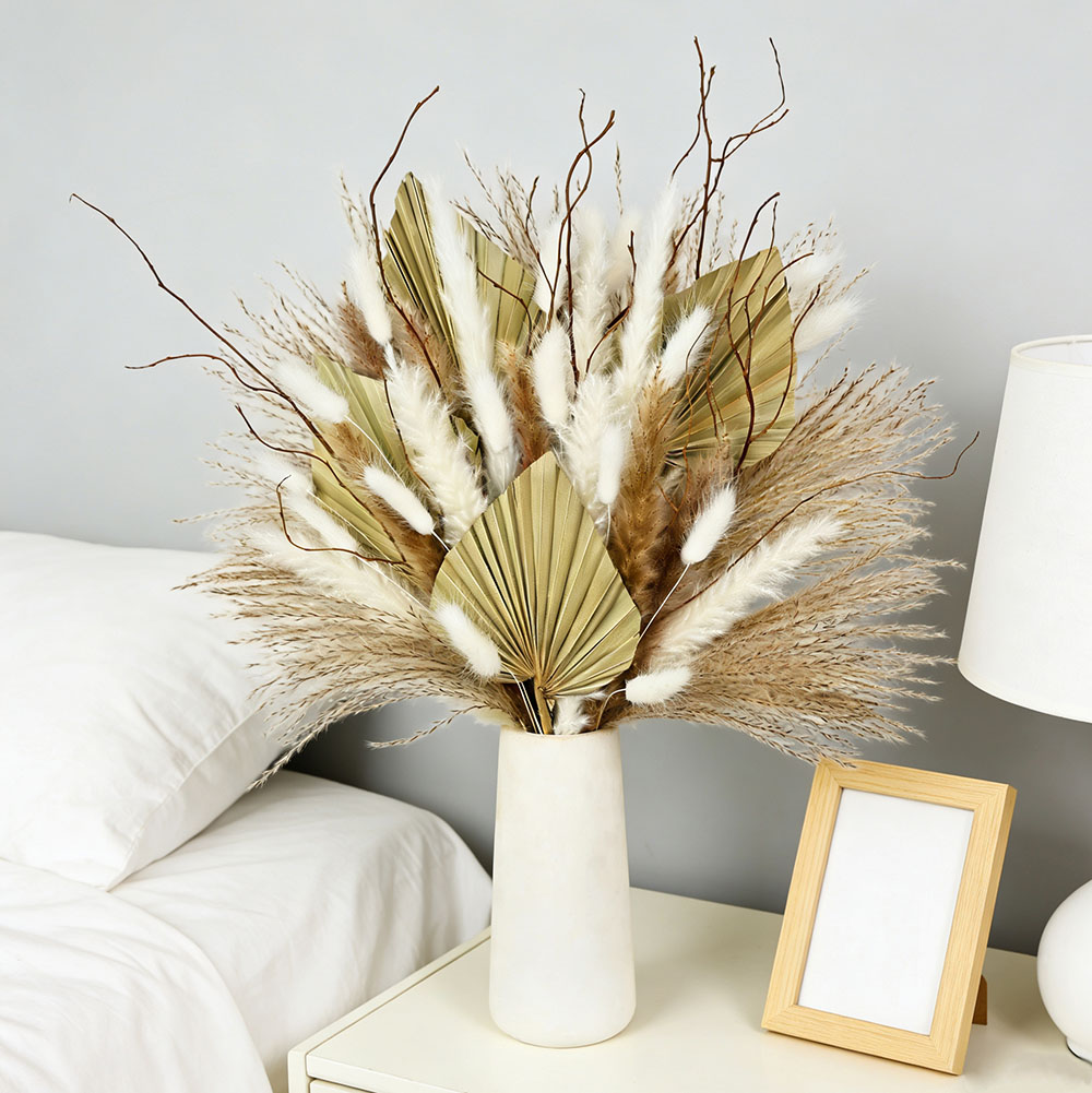 Natural Dried Palm Leaves Bouq - Dried Flower Bunch 评论和价格